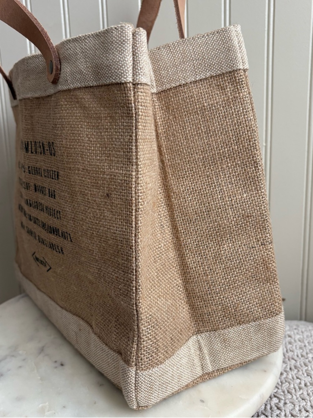 Apolis x The Little Nell Aspen Petite Market Bag Natural Beige w/Leather Handles - Picture 8 of 11